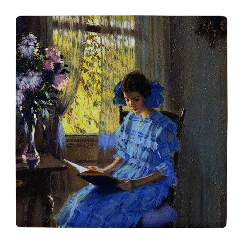 زیر لیوانی  طرح دختر کتابخوان کد    4824134_3690