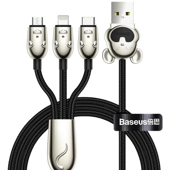 کابل تبدیل USB به USB-C / microUSB / لایتنینگ باسئوس مدل CAMLT-MU01 طول 1.2 متر