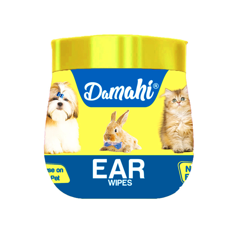 دستمال مرطوب گوش سگ و گربه و خرگوش داماهی مدل Ear wipes بسته 70 عددی