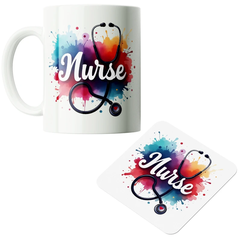 ماگ پاد آفرین مدل پرستاری روز پرستار کادر درمان بیمارستان کد PZ173 به همراه زیرلیوانی