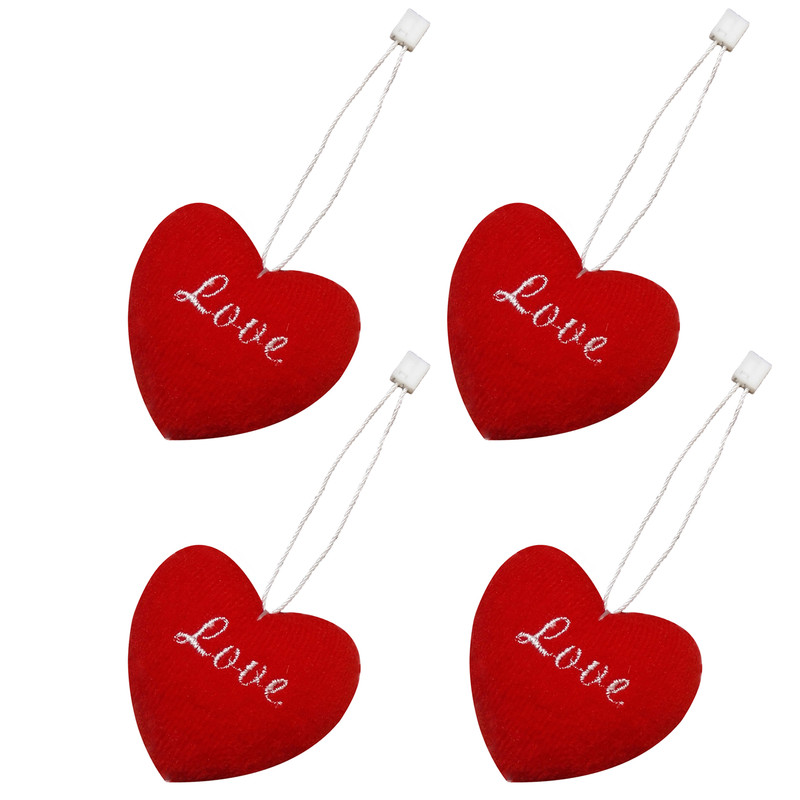 آویز تزیینی مدل قلب طرح love بسته 4 عددی 