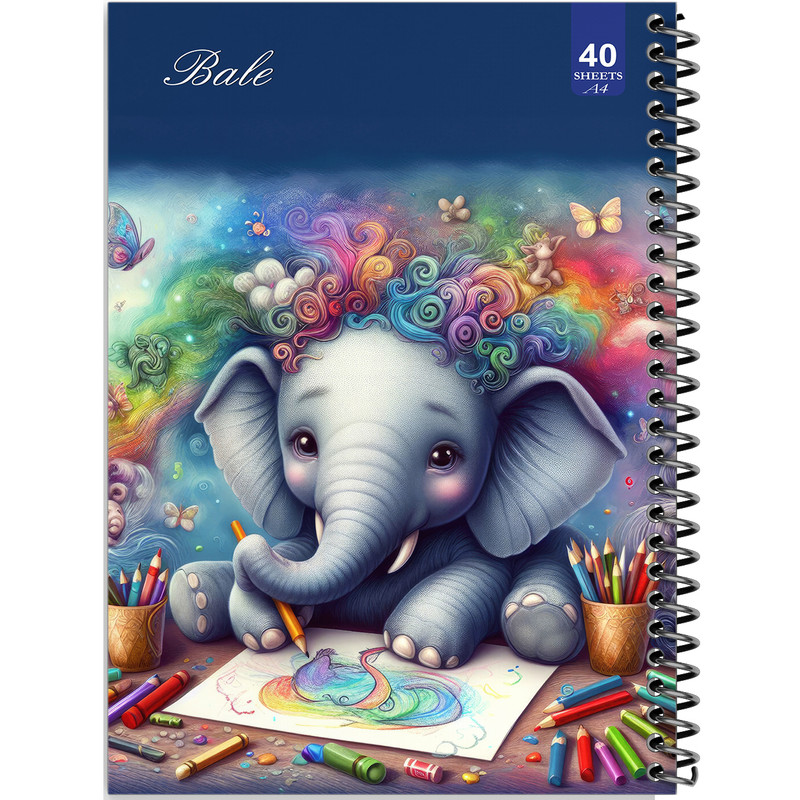 دفتر نقاشی 40 برگ انتشارات بله طرح فیل در حال طراحی کد A4-K197