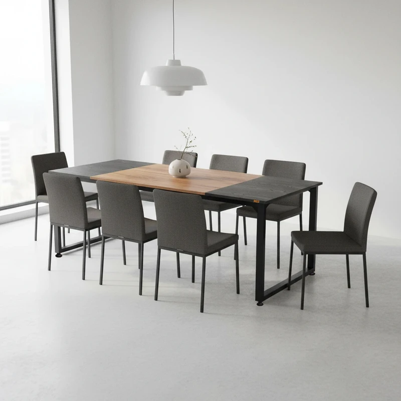 میز ناهارخوری هشت نفره دیزم مدل مونتاژی LNC_asm_180×90_Tri