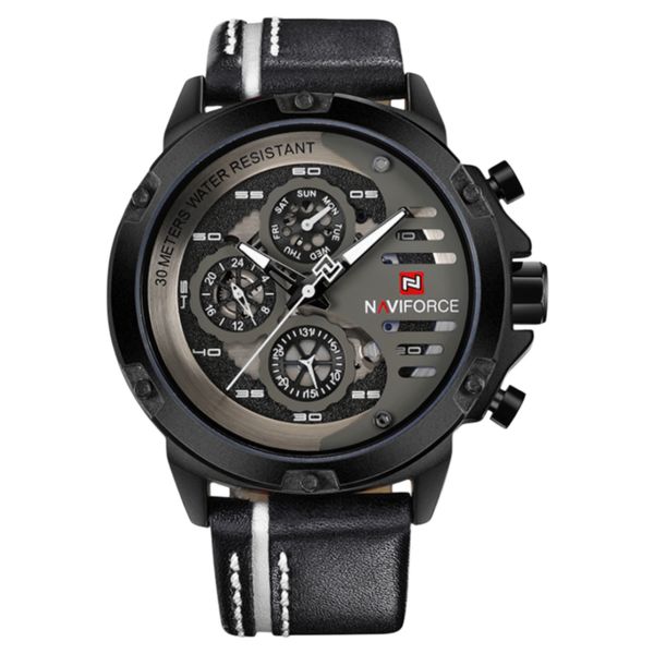 ساعت مچی عقربهای مردانه مدل کوارتز تک موتوره بند چرم کد ۴