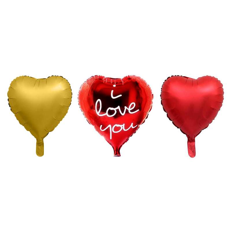 بادکنک فویلی طرح قلب مدل LOVE-chrome مجموعه سه عددی