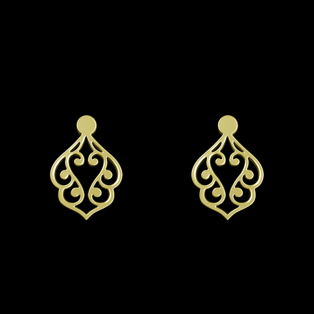 گوشواره طلا 18 عیار زنانه مدوپد مدل اسلیمی کد GA1-15253