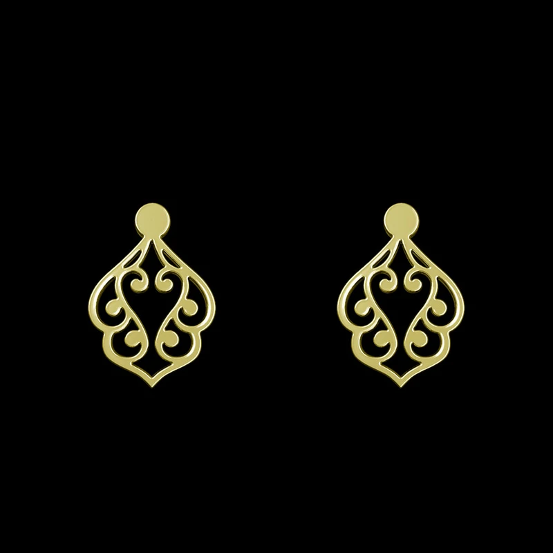 گوشواره طلا 18 عیار زنانه مدوپد مدل اسلیمی کد GA1-15253