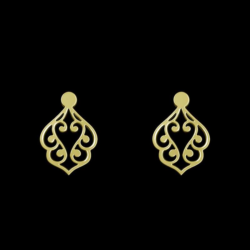گوشواره طلا 18 عیار زنانه مدوپد مدل اسلیمی کد GA1-15253