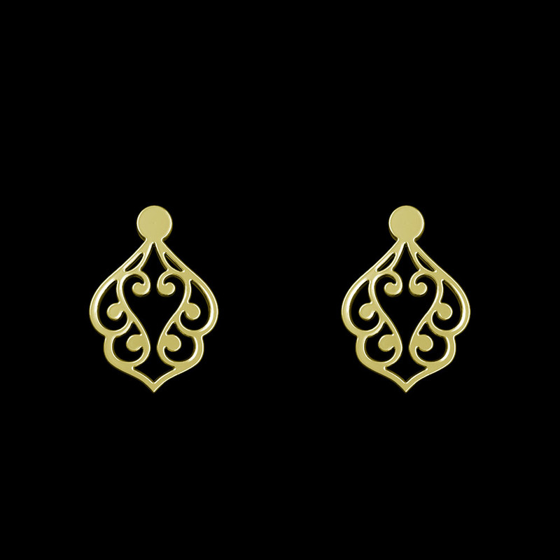 گوشواره طلا 18 عیار زنانه مدوپد مدل اسلیمی کد GA1-15253