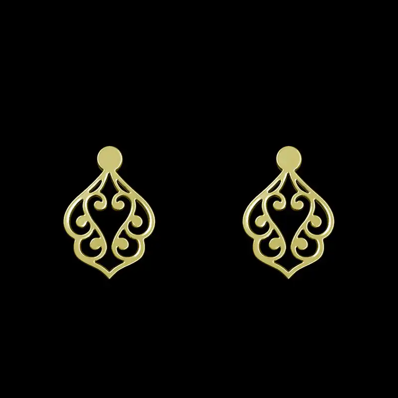 گوشواره طلا 18 عیار زنانه مدوپد مدل اسلیمی کد GA1-15253