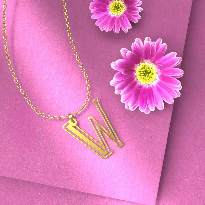 گردنبند طلا 18 عیار زنانه مدوپد مدل حرف W کد H3-1-1361