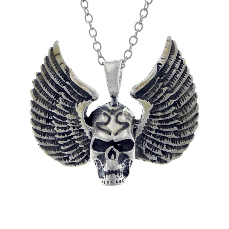 گردنبند مردانه برانت مدل شبتاب جمجمه بالدار