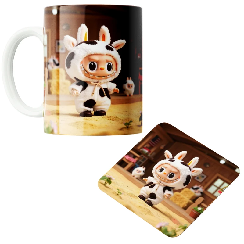 ماگ پاد آفرین مدل لبوبو کد z193 به همراه زیر لیوانی