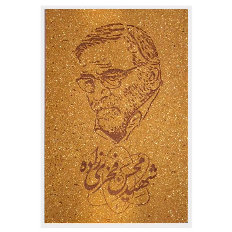 تابلو شاسی طلاکوب مدل شهید محسن فخری زاده کد LF1