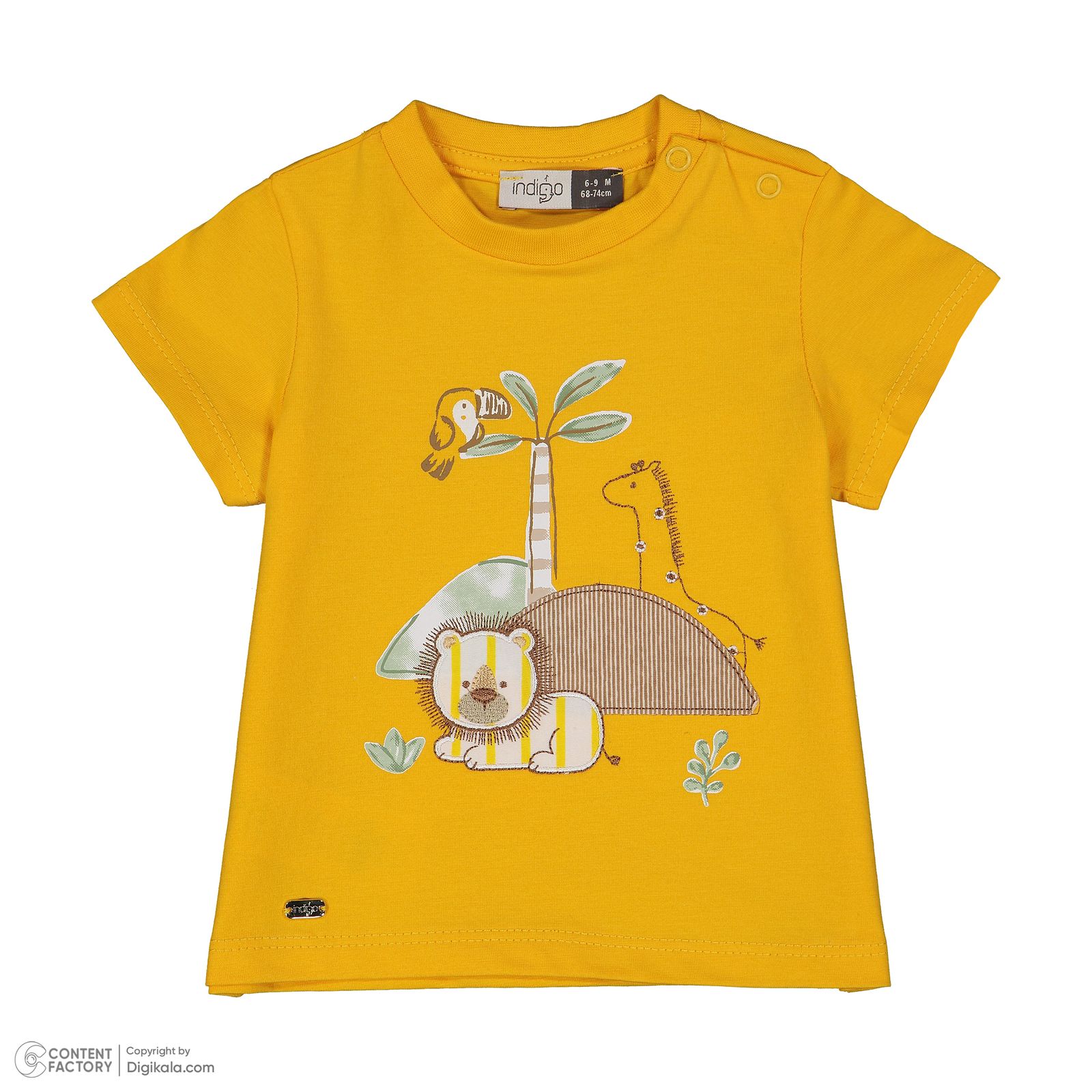 ست تی شرت و شلوارک نوزادی ایندیگو مدل 13235 رنگ زرد -  - 3
