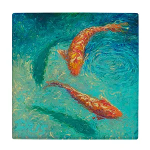  زیر لیوانی  طرح نقاشی دو ماهی کد    5930895_4813