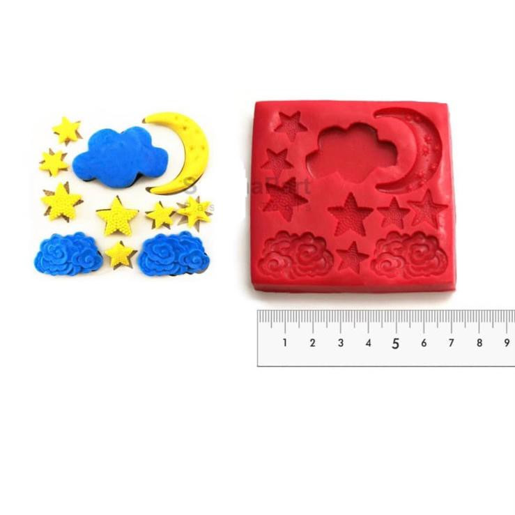 قالب شکلات مدل مولد فوندانت طرح مالد ماه ستاره ابر کد M99