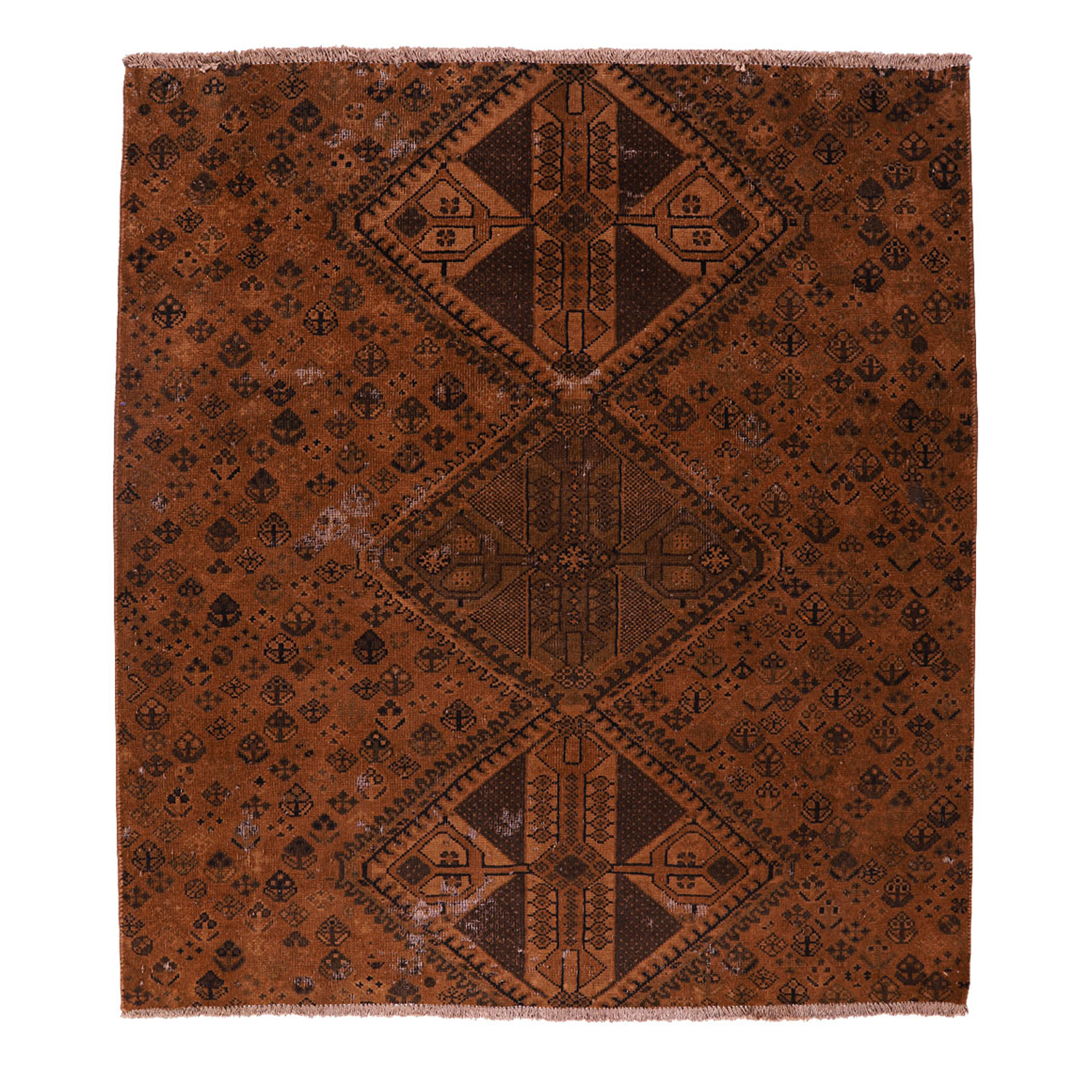 فرش دستبافت رنگ شده دو متری طرح وینتج کد 991234