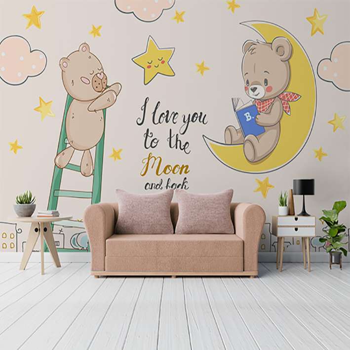 پوستر دیواری اتاق کودک مدل خرس ماه DVRF1679
