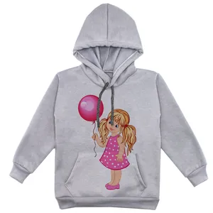 هودی دخترانه مدل دختر و بادکنک F146 رنگ طوسی 