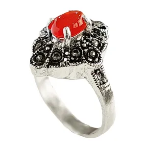 انگشتر نقره زنانه مدل عقیق یمنی YW4187