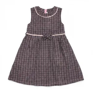 پیراهن بدون آستین یقه گرد دخترانه مدل چارخونه