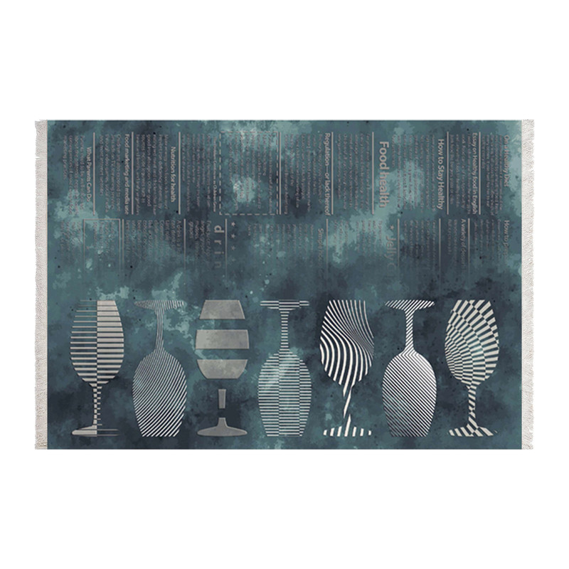 فرش ماشینی زانیس مدل مدرن طرح آشپزخانه زمینه سبزآبی