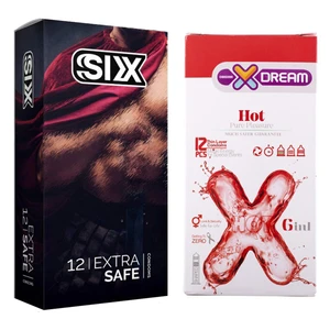 کاندوم سیکس مدل Max Safety بسته 12 عددی به همراه کاندوم ایکس دریم مدل Hot بسته 12 عددی
