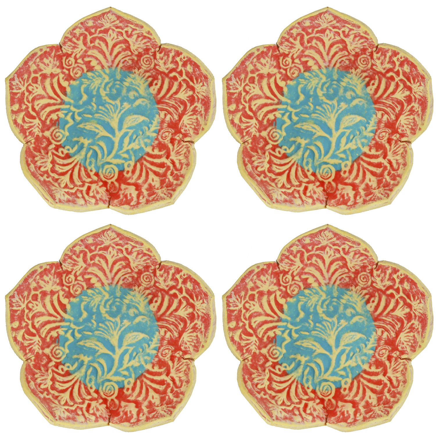 ظروف سفالی طرح گلسان کد 86134 بسته 4 عددی