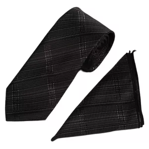 ست کراوات و دستمال جیب مردانه نسن طرح چهارخانه مدل T85