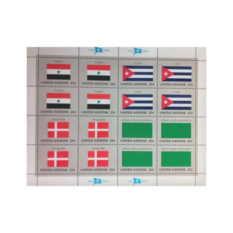 تمبر یادگاری مدل سازمان ملل پرچم مجموعه 16 عددی 