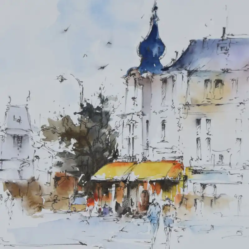 نقاشی آبرنگ طرح ابنیه کد 019