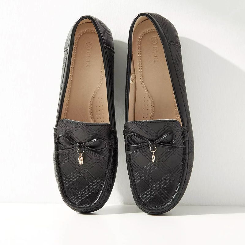 کفش کالج زنانه مکس مدل Perforated Slip-On Loafers with Bow Accent -  - 4
