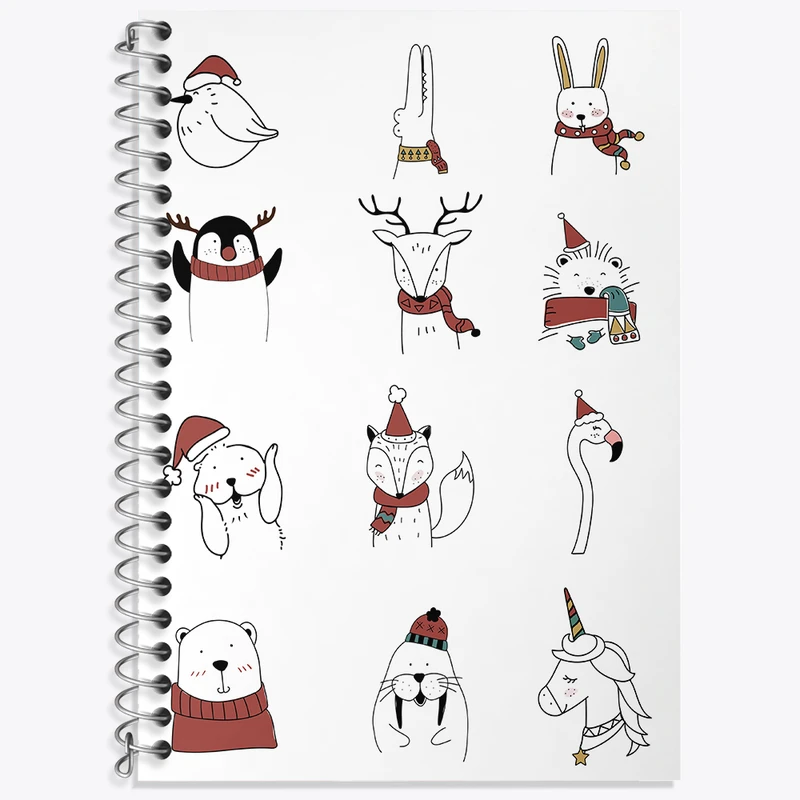 دفتر زبان 50 برگ خندالو مدل دو خط طرح حیوانات بامزه و کیوت کد N2530