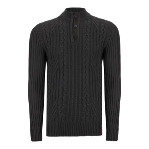 پلیور مردانه مدل یقه ایستاده نیم زیپ 2235DGR