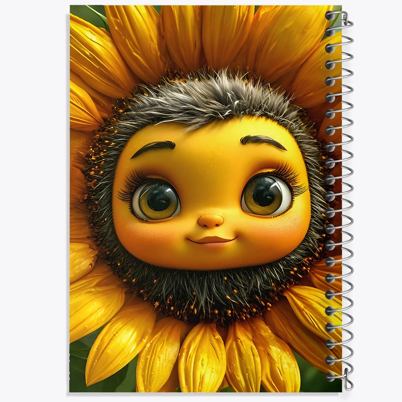 دفتر شطرنجی 50 برگ خندالو طرح گل آفتابگردان کیوت کد F8130