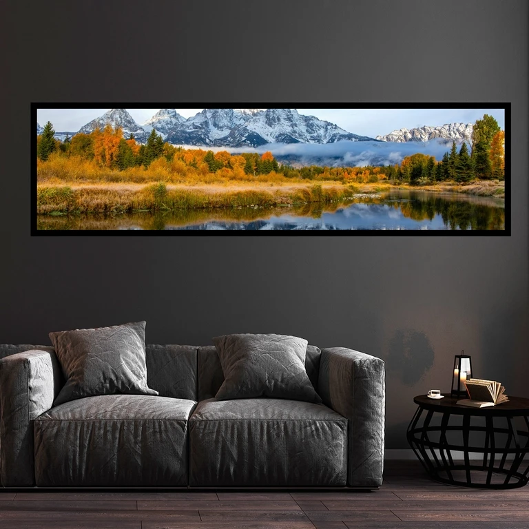 تابلو بکلیت طرح منظره پاییزی و دریاچه مدل کشیده B-7607