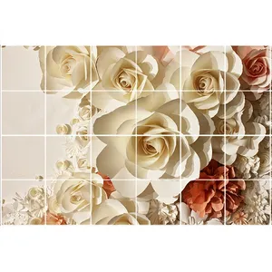  تایل سقفی آسمان مجازی طرح گلهای رز کد 3D1365-24 سایز 60x60 سانتی متر مجموعه 24 عددی 