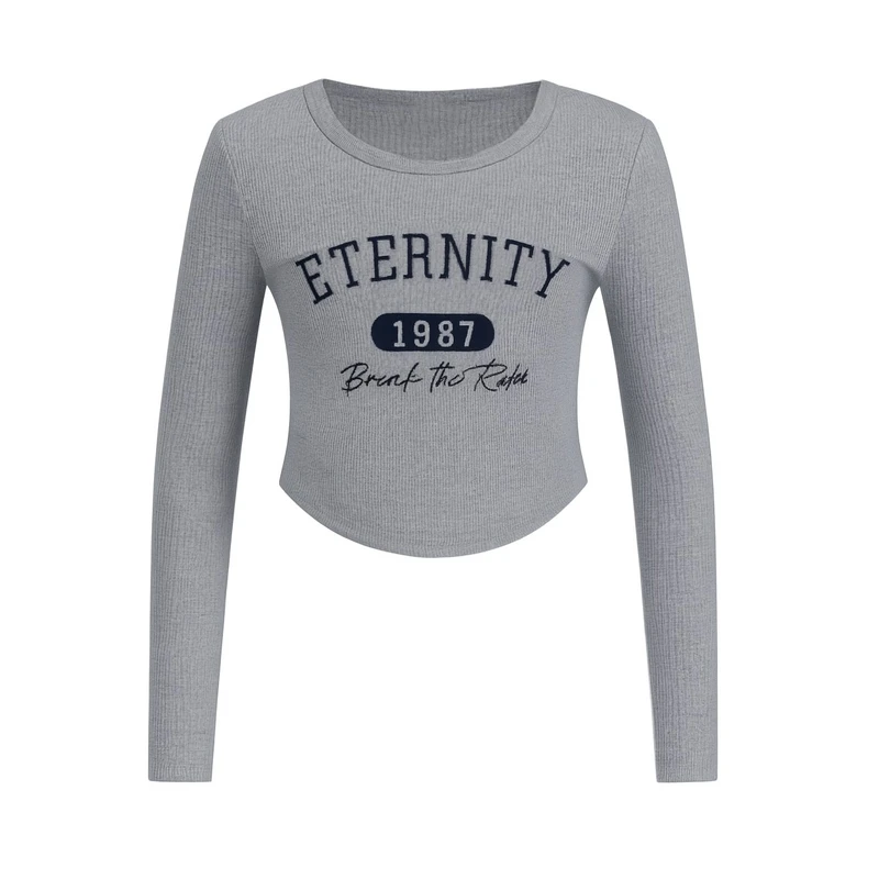 کراپ تی‌شرت آستین بلند دخترانه شین مدل 5788