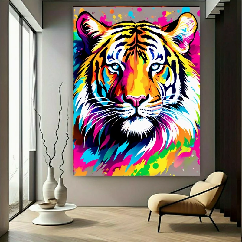  تابلو بوم طرح مخمل شیر مدل یال رنگی کد GR1714