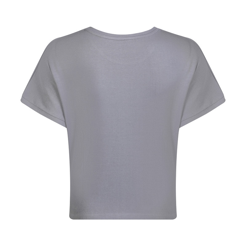 ست کراپ تی شرت و شلوارک زنانه افراتین مدل 6598 رنگ طوسی