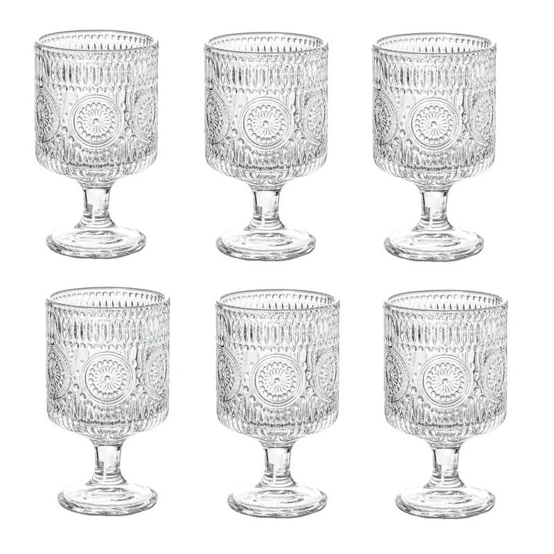 لیوان طرح پایه دار مدل خورشیدی برجسته کد 3630 1369n بسته شش عددی