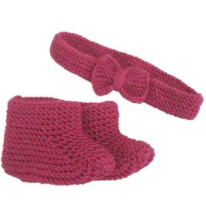 ست پاپوش و هدبند بافتنی نوزاد کد 06