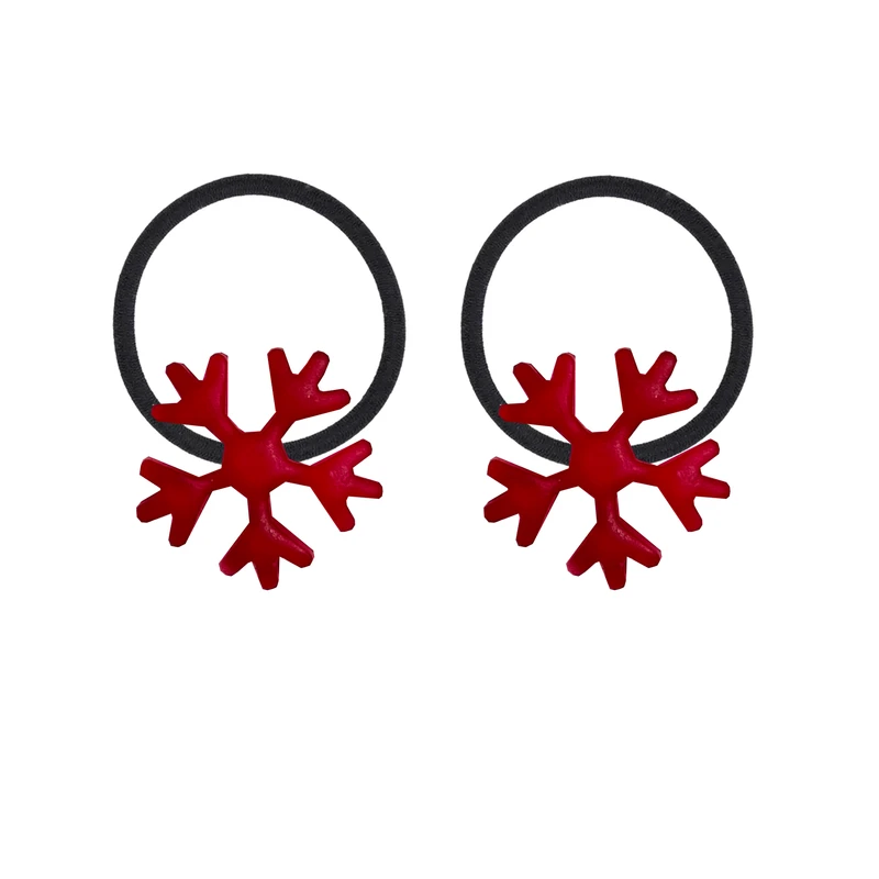 کش مو زنانه مدل کریسمس طرح برفی کد 089 بسته 2 عددی