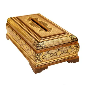 جعبه دستمال کاغذی خاتم کاری مدل میزبان ایرانی