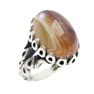 انگشتر نقره مردانه مدل عقیق سلیمانی کد 5440983