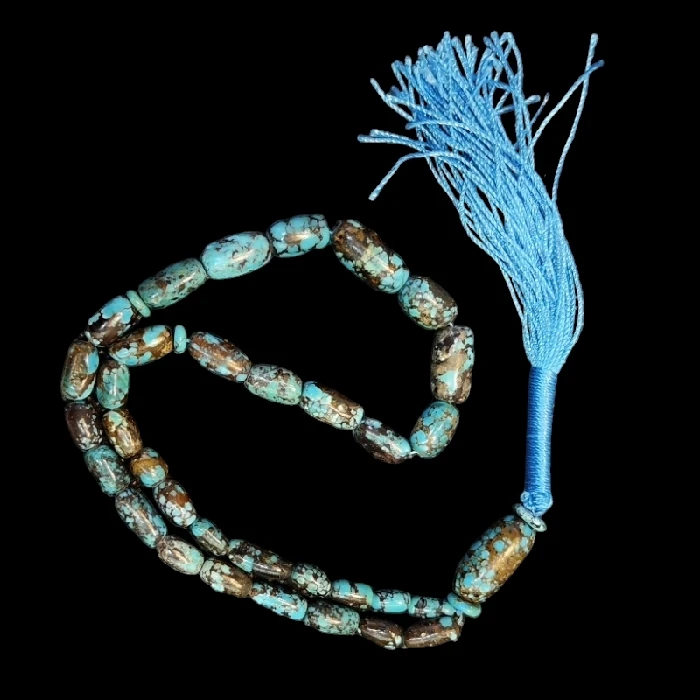 تسبیح نقره جات بافندگان مدل سنگ فیروزه نیشابور کد ۵۰۰۰