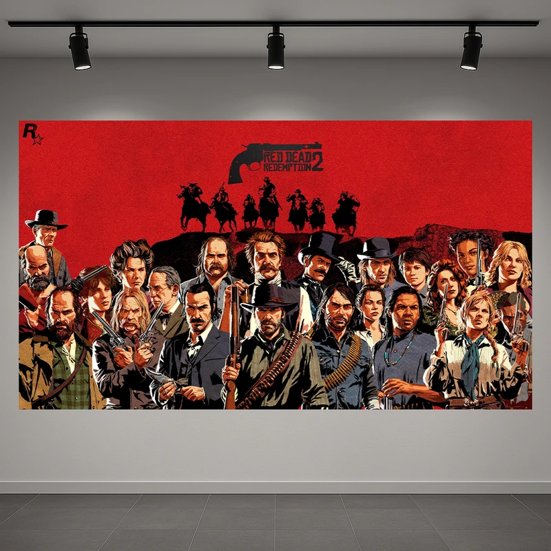 پوستر پارچه ای طرح مخمل  گیم Red Dead Redemption 2 مدل کاراکترها AR3061316