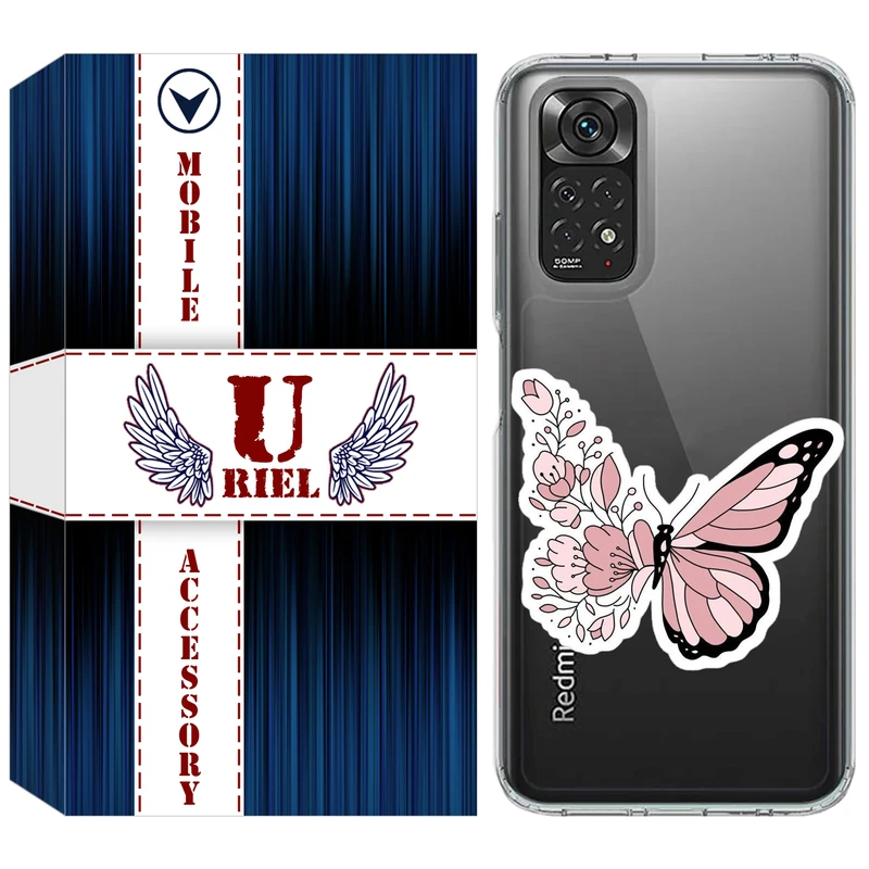 کاور یوریل مدل Clear کد 98 طرح پروانه مناسب برای گوشی موبایل شیائومی Redmi Note 11 4G / Note 11S