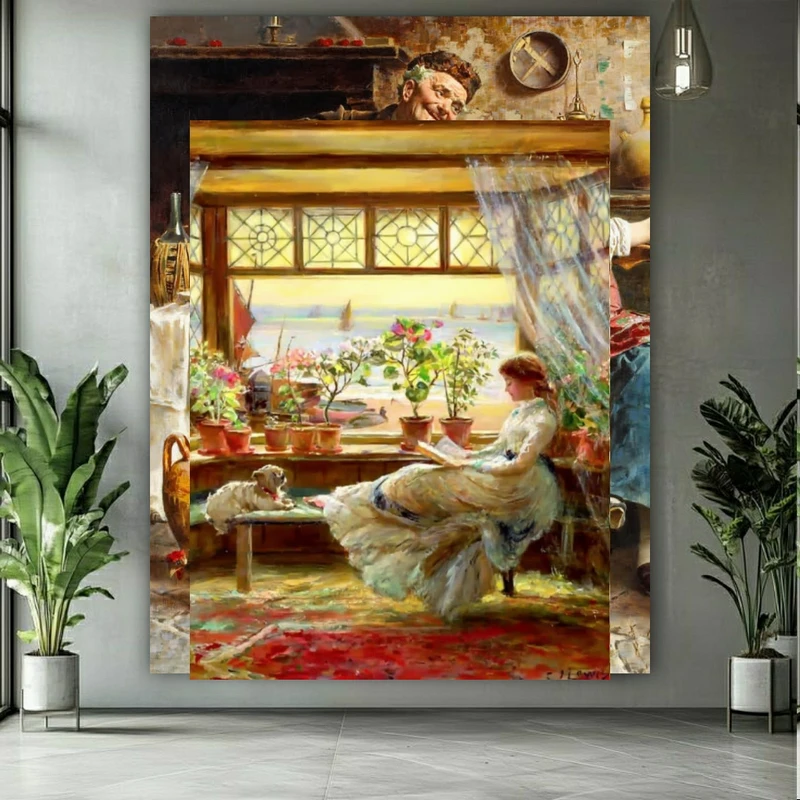 پوستر طرح هنر چاپی مدل مطالعه کنار پنجره کد BK27126